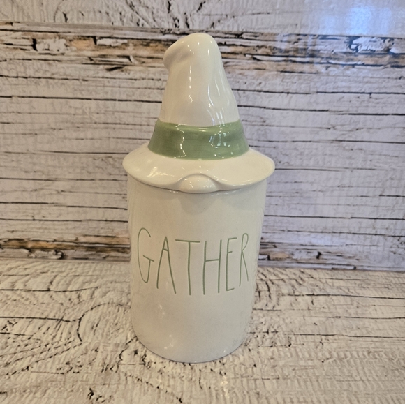Rae Dunn "Gather" Eucalyptus Sage Scented Candle with Pilgrim Hat topper - Picture 2 of 3